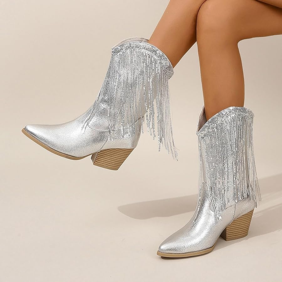 Amazon.com | EIYEI Rhinestone Cowboy Boots for Women